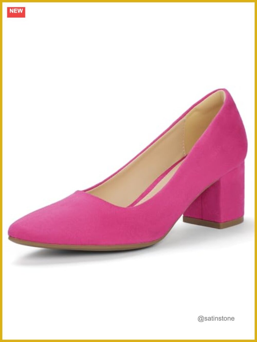 Women's Pointed Toe Chunky Block Heels - 2 Inch Low Heel Dress Pumps